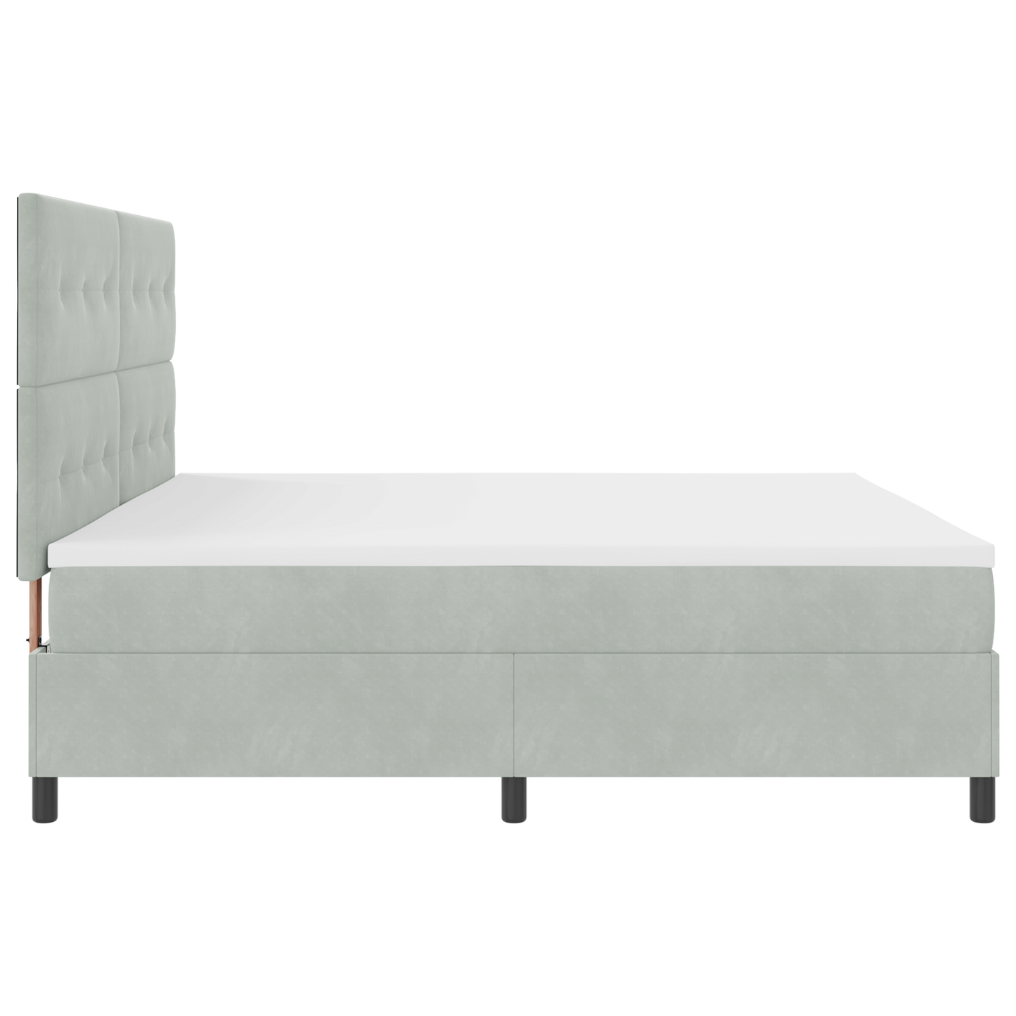 Box Spring Seng Med Madras Lysegrå 200 X 200 Cm Fløjl