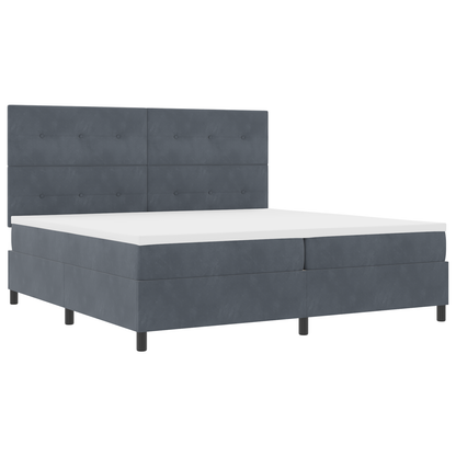 Box Spring Seng Med Madras Mørkegrå 200 X 200 Cm Fløjl