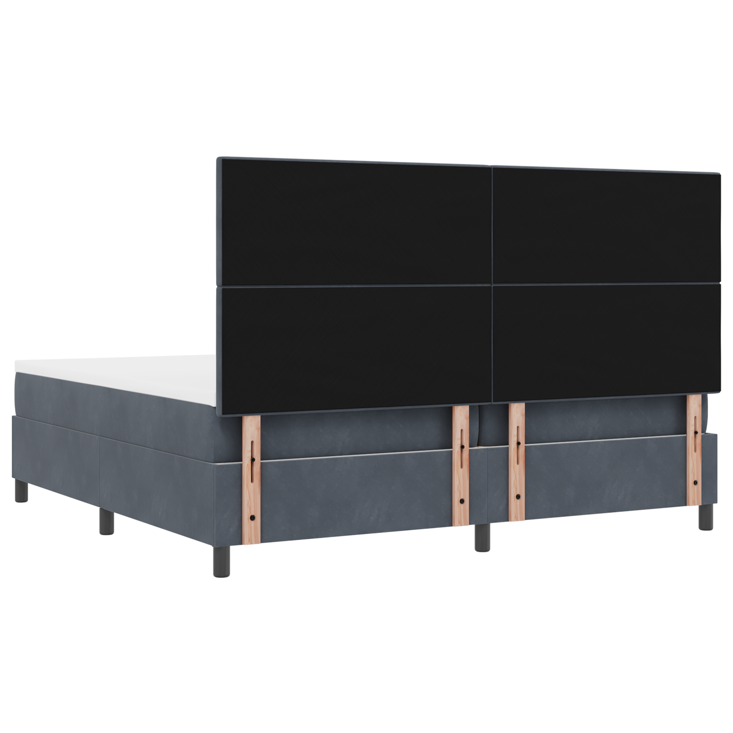Box Spring Seng Med Madras Mørkegrå 200 X 200 Cm Fløjl