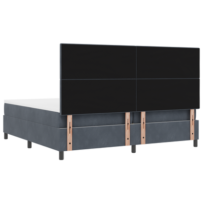 Box Spring Seng Med Madras Mørkegrå 200 X 200 Cm Fløjl