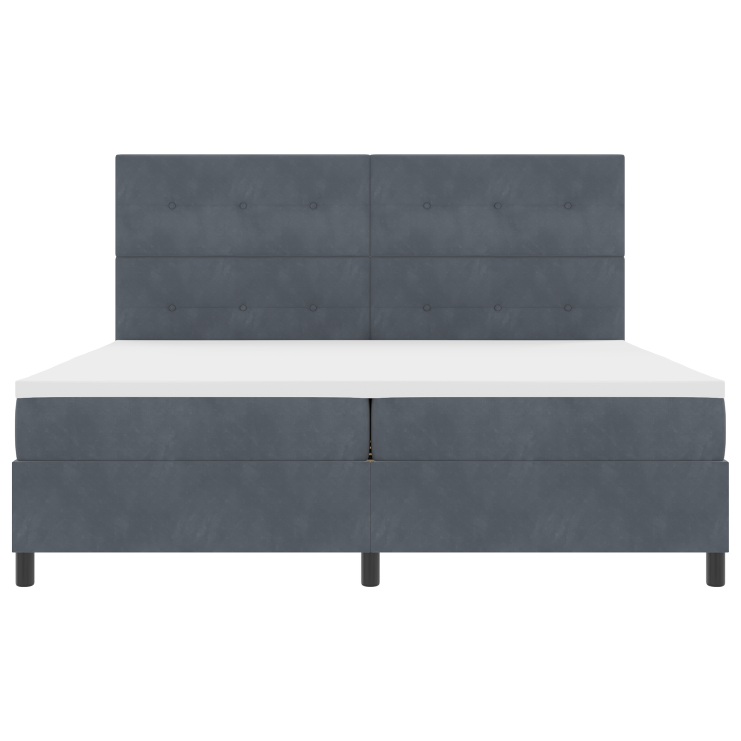 Box Spring Seng Med Madras Mørkegrå 200 X 200 Cm Fløjl