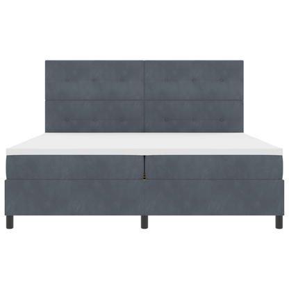 Box Spring Seng Med Madras Mørkegrå 200 X 200 Cm Fløjl