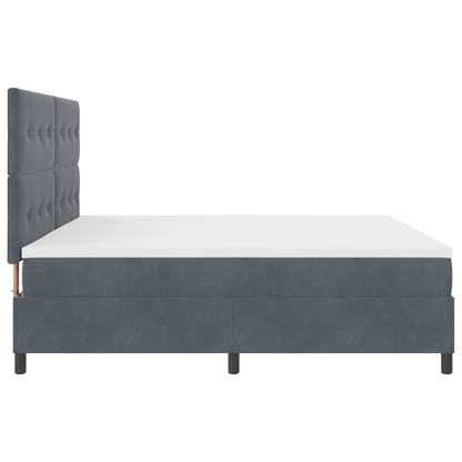 Box Spring Seng Med Madras Mørkegrå 200 X 200 Cm Fløjl
