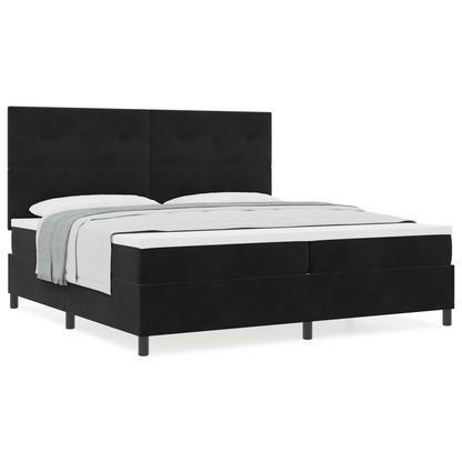 Box Spring Seng Med Madras Sort 200 X 200 Cm Fløjl