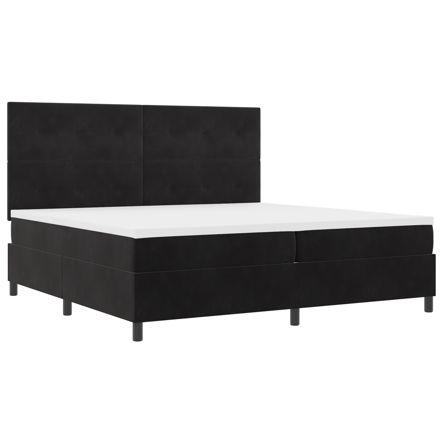 Box Spring Seng Med Madras Sort 200 X 200 Cm Fløjl