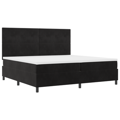Box Spring Seng Med Madras Sort 200 X 200 Cm Fløjl