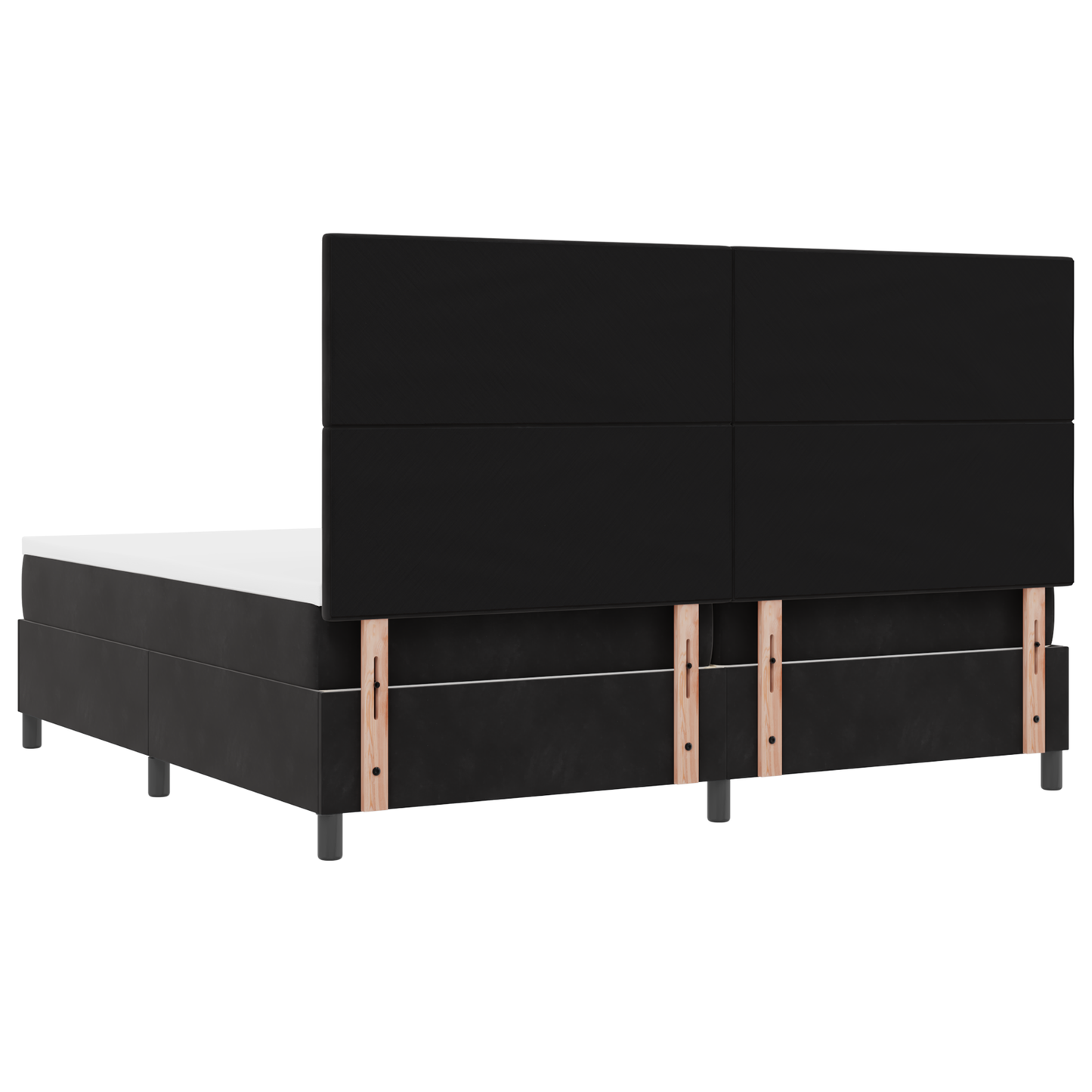 Box Spring Seng Med Madras Sort 200 X 200 Cm Fløjl