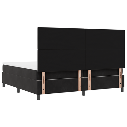 Box Spring Seng Med Madras Sort 200 X 200 Cm Fløjl