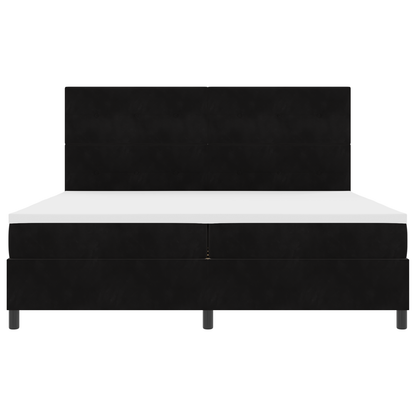 Box Spring Seng Med Madras Sort 200 X 200 Cm Fløjl