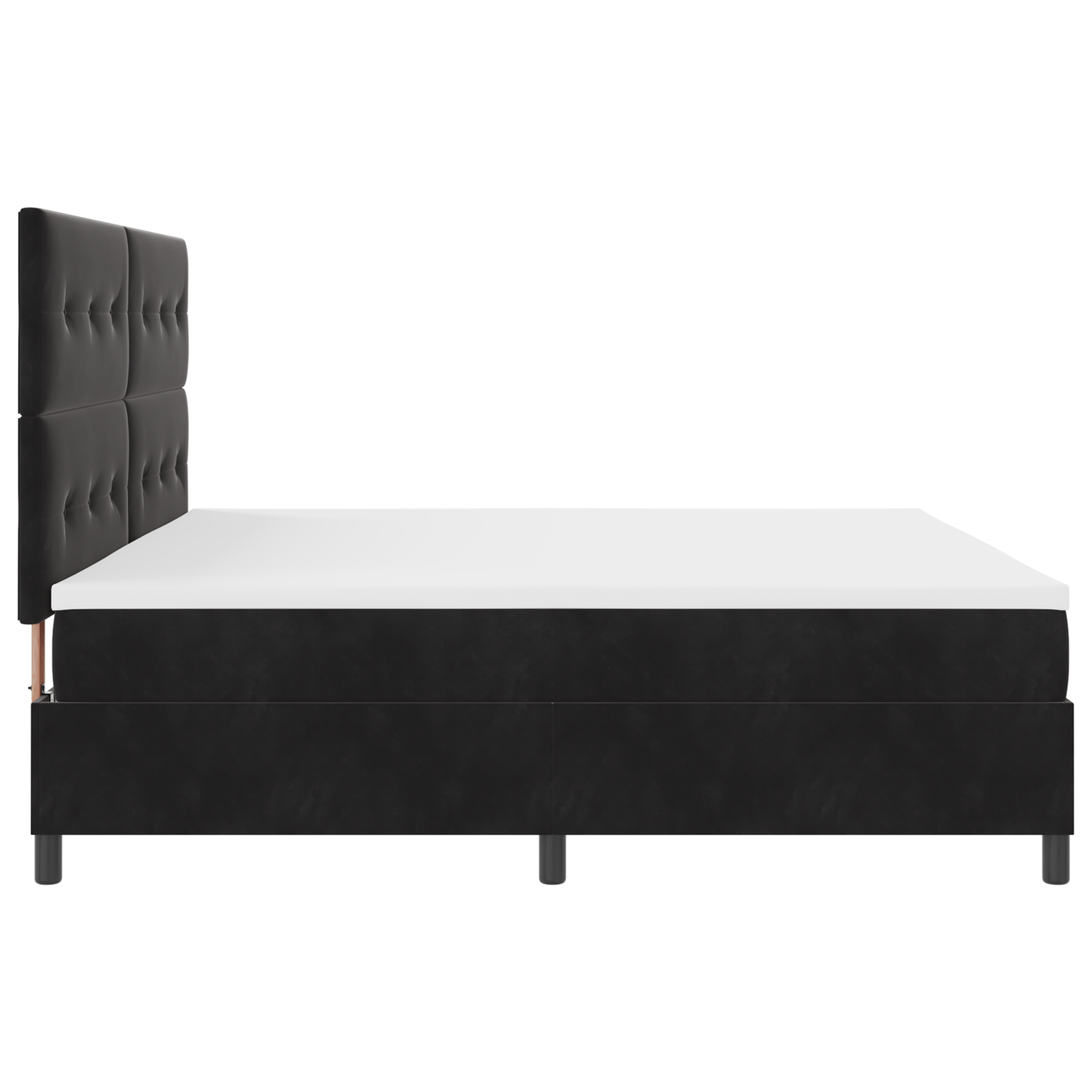 Box Spring Seng Med Madras Sort 200 X 200 Cm Fløjl