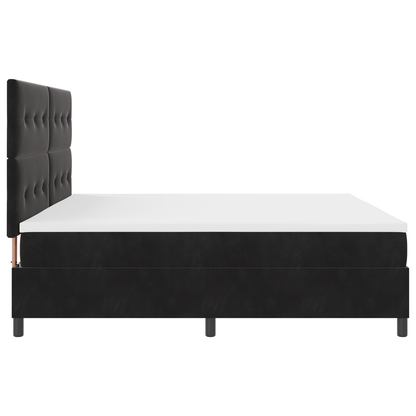 Box Spring Seng Med Madras Sort 200 X 200 Cm Fløjl