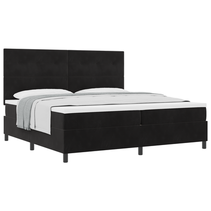 Box Spring Seng Med Madras Sort 200 X 200 Cm Fløjl