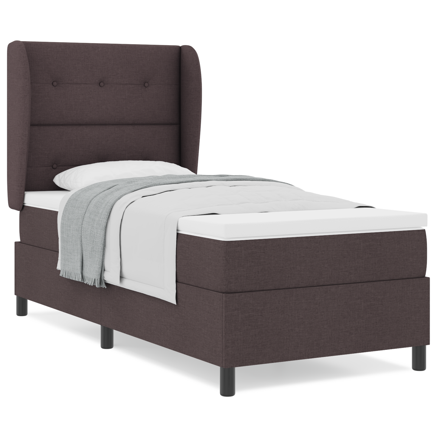 Box Spring Seng Med Madras Mørkebrun 100 X 200 Cm Stof