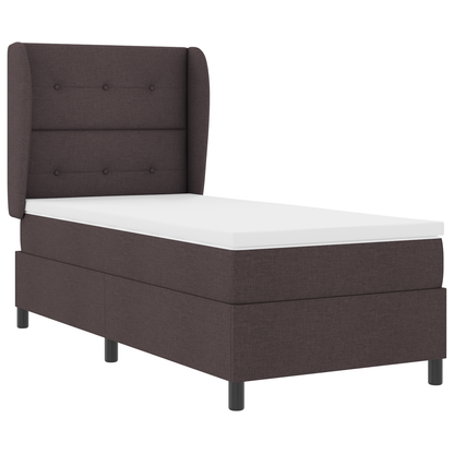 Box Spring Seng Med Madras Mørkebrun 100 X 200 Cm Stof