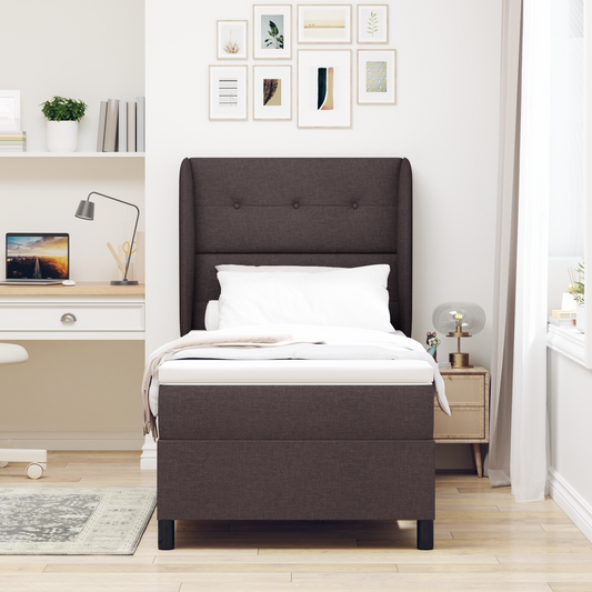 Box Spring Seng Med Madras Mørkebrun 100 X 200 Cm Stof