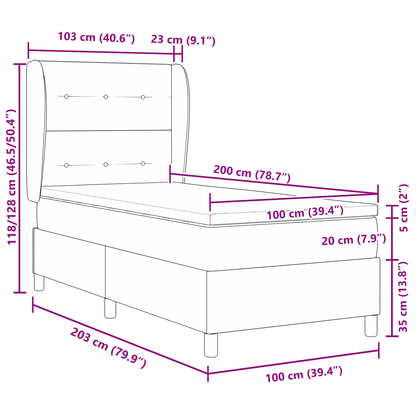 Box Spring Seng Med Madras Mørkebrun 100 X 200 Cm Stof