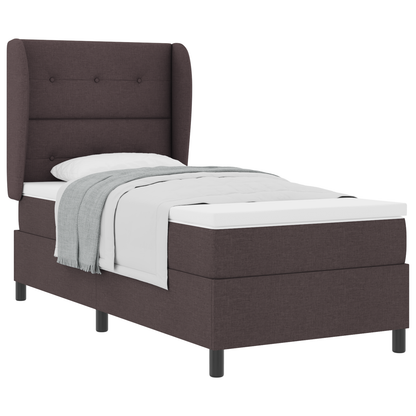 Box Spring Seng Med Madras Mørkebrun 100 X 200 Cm Stof