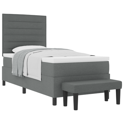 Box Spring Seng Med Madras Mørkegrå 90 X 200 Cm Stof