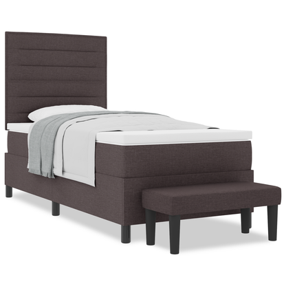 Box Spring Seng Med Madras Mørkebrun 90 X 200 Cm Stof