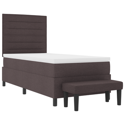 Box Spring Seng Med Madras Mørkebrun 90 X 200 Cm Stof