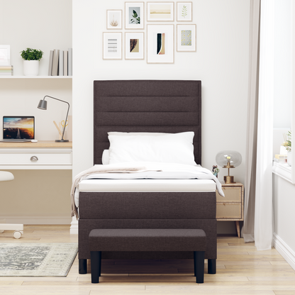 Box Spring Seng Med Madras Mørkebrun 90 X 200 Cm Stof