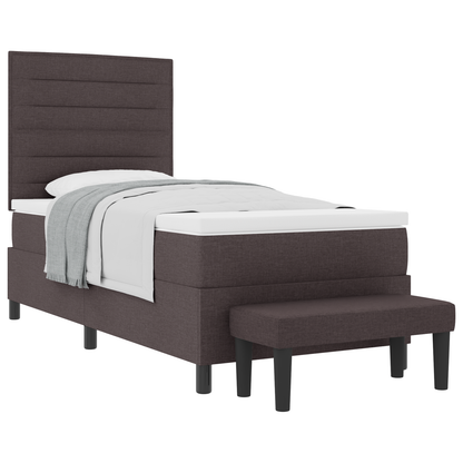 Box Spring Seng Med Madras Mørkebrun 90 X 200 Cm Stof