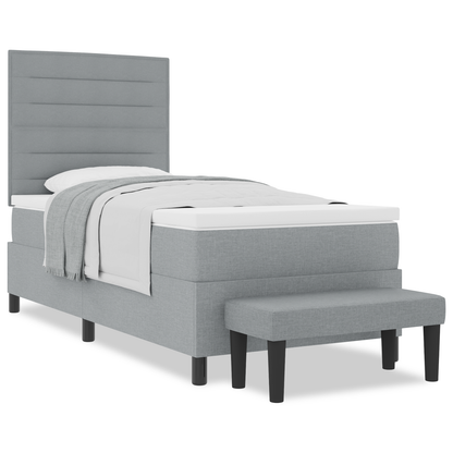 Box Spring Seng Med Madras Lysegrå 100 X 200 Cm Stof