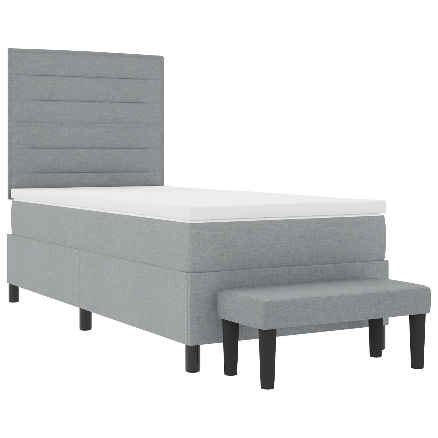 Box Spring Seng Med Madras Lysegrå 100 X 200 Cm Stof