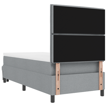Box Spring Seng Med Madras Lysegrå 100 X 200 Cm Stof