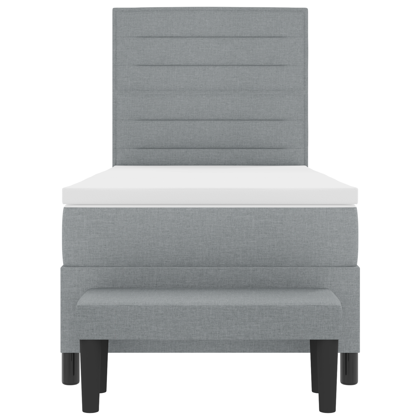 Box Spring Seng Med Madras Lysegrå 100 X 200 Cm Stof
