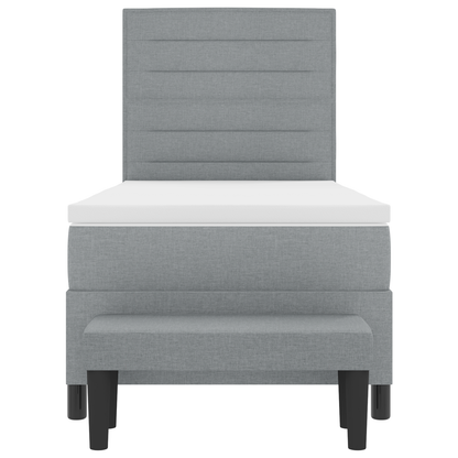 Box Spring Seng Med Madras Lysegrå 100 X 200 Cm Stof