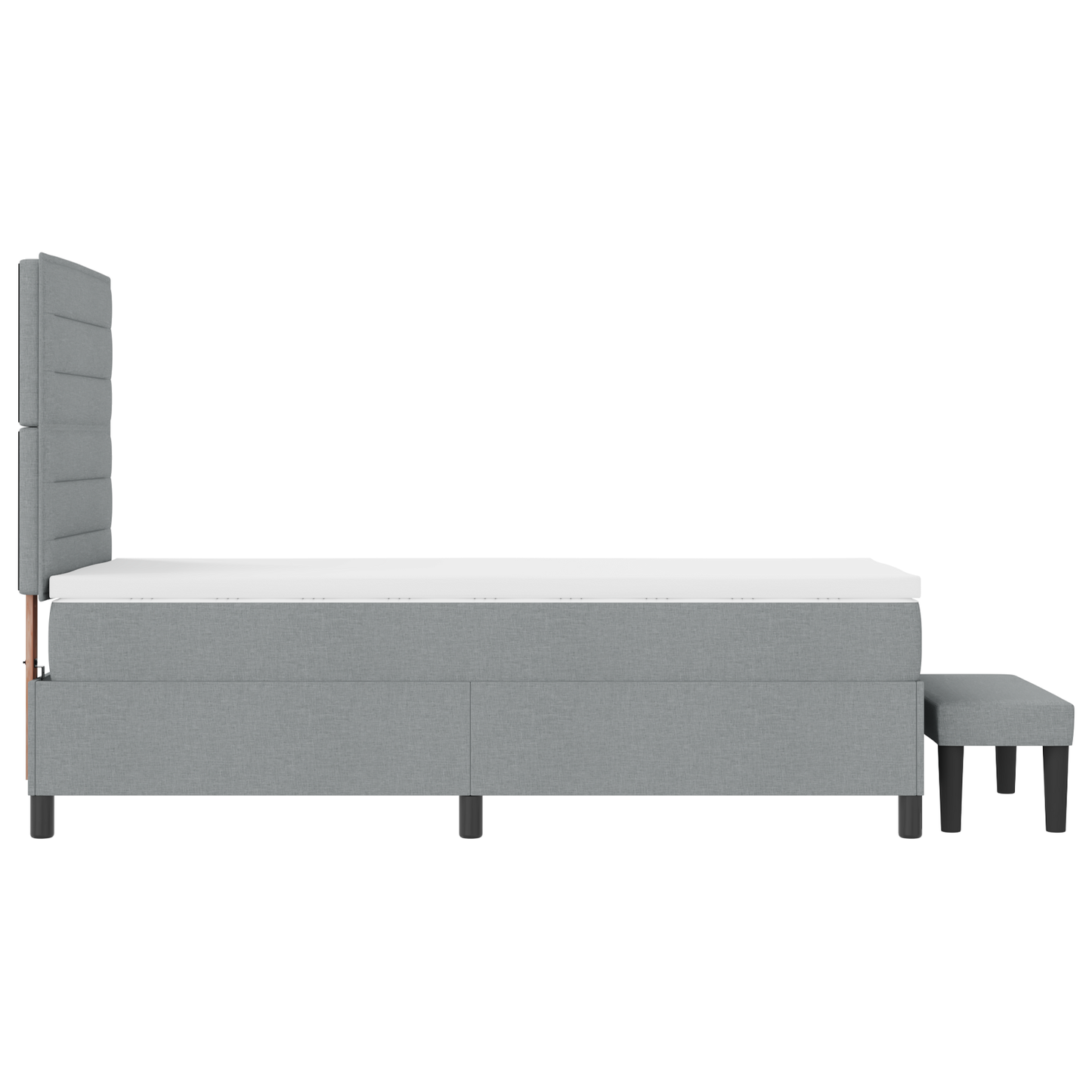 Box Spring Seng Med Madras Lysegrå 100 X 200 Cm Stof