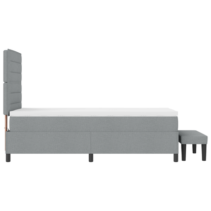 Box Spring Seng Med Madras Lysegrå 100 X 200 Cm Stof