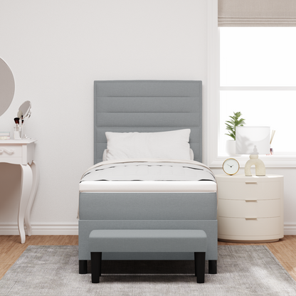 Box Spring Seng Med Madras Lysegrå 100 X 200 Cm Stof