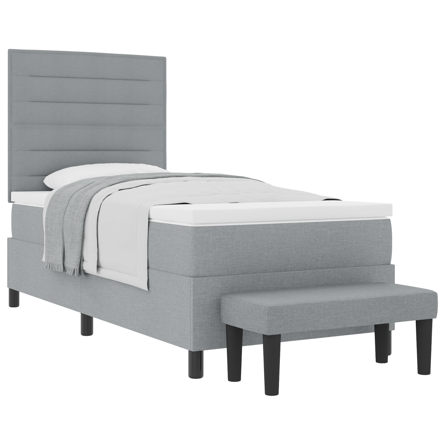 Box Spring Seng Med Madras Lysegrå 100 X 200 Cm Stof