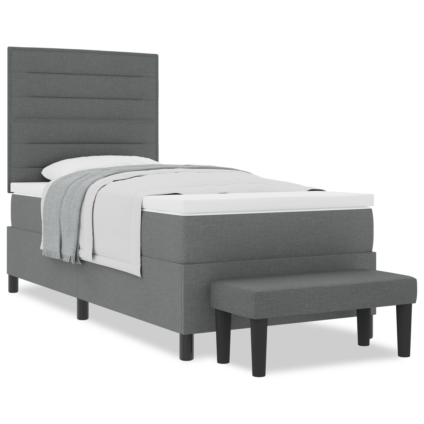 Box Spring Seng Med Madras Mørkegrå 100 X 200 Cm Stof