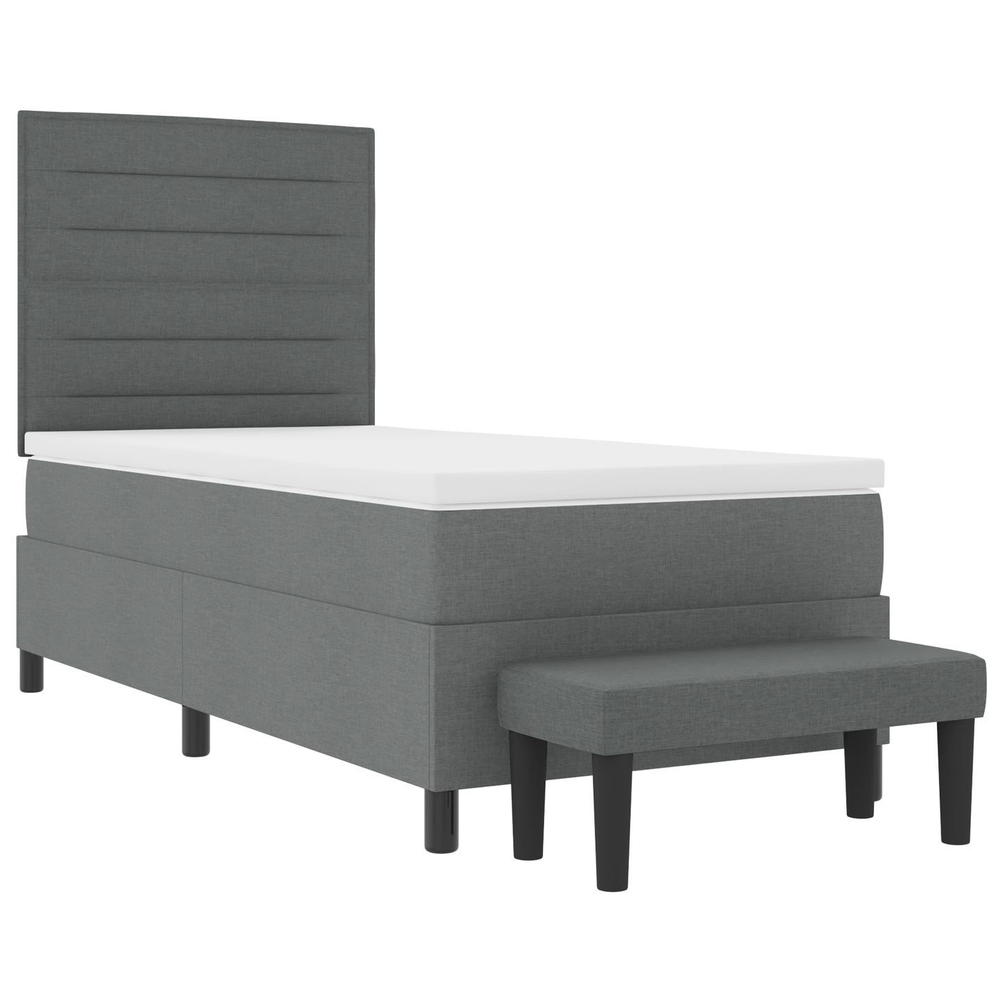 Box Spring Seng Med Madras Mørkegrå 100 X 200 Cm Stof