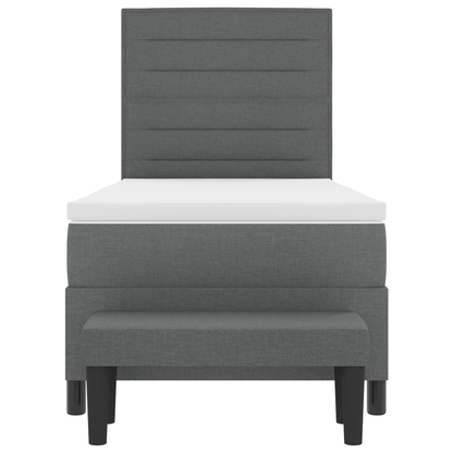 Box Spring Seng Med Madras Mørkegrå 100 X 200 Cm Stof