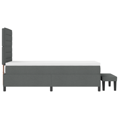 Box Spring Seng Med Madras Mørkegrå 100 X 200 Cm Stof