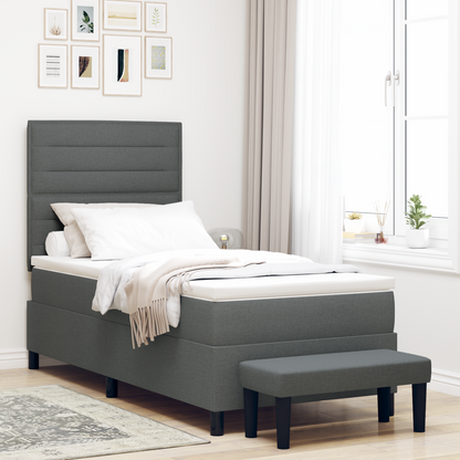 Box Spring Seng Med Madras Mørkegrå 100 X 200 Cm Stof