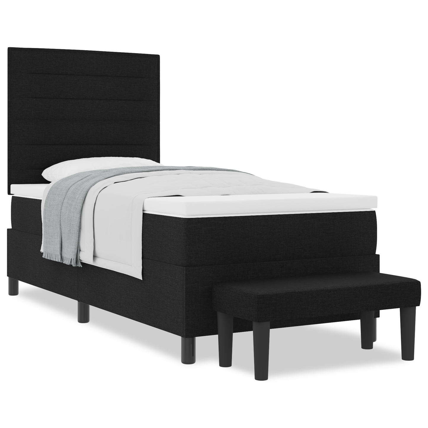 Box Spring Seng Med Madras Sort 100 X 200 Cm Stof