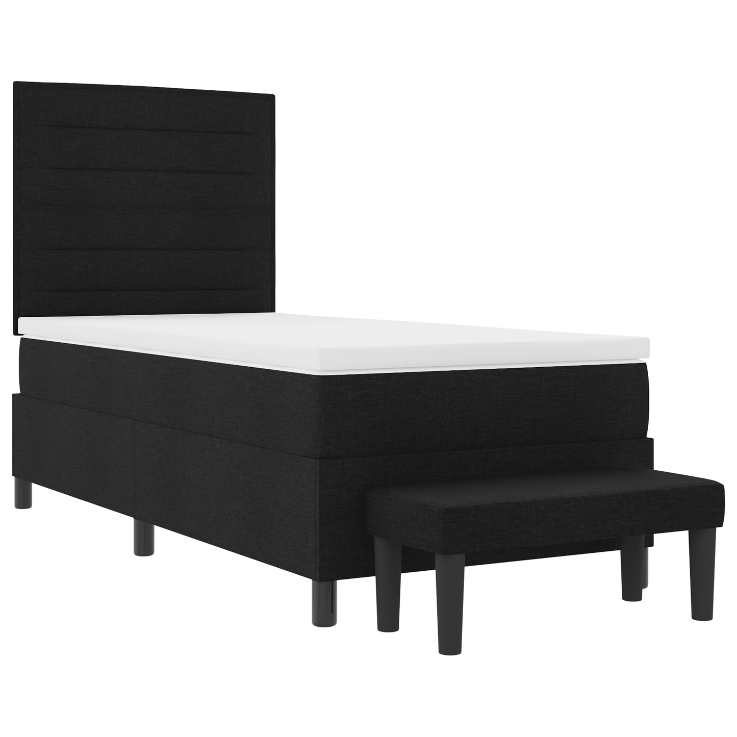 Box Spring Seng Med Madras Sort 100 X 200 Cm Stof