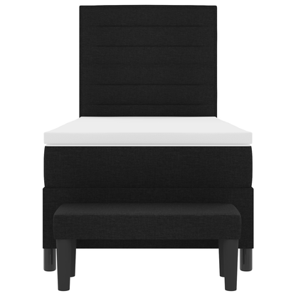 Box Spring Seng Med Madras Sort 100 X 200 Cm Stof