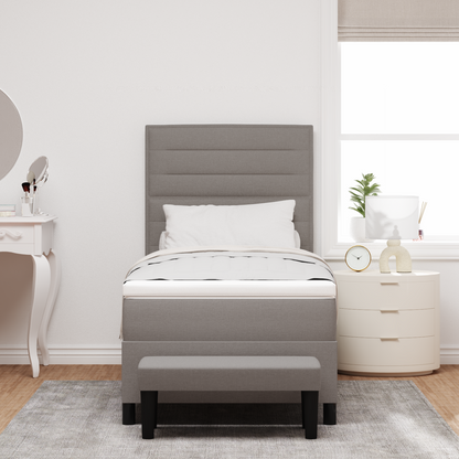 Box Spring Seng Med Madras Gråbrun 100 X 200 Cm Stof