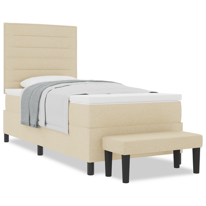 Box Spring Seng Med Madras Creme 100 X 200 Cm Stof