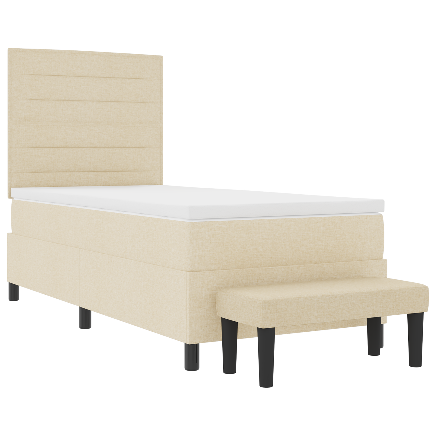 Box Spring Seng Med Madras Creme 100 X 200 Cm Stof