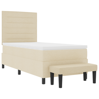 Box Spring Seng Med Madras Creme 100 X 200 Cm Stof