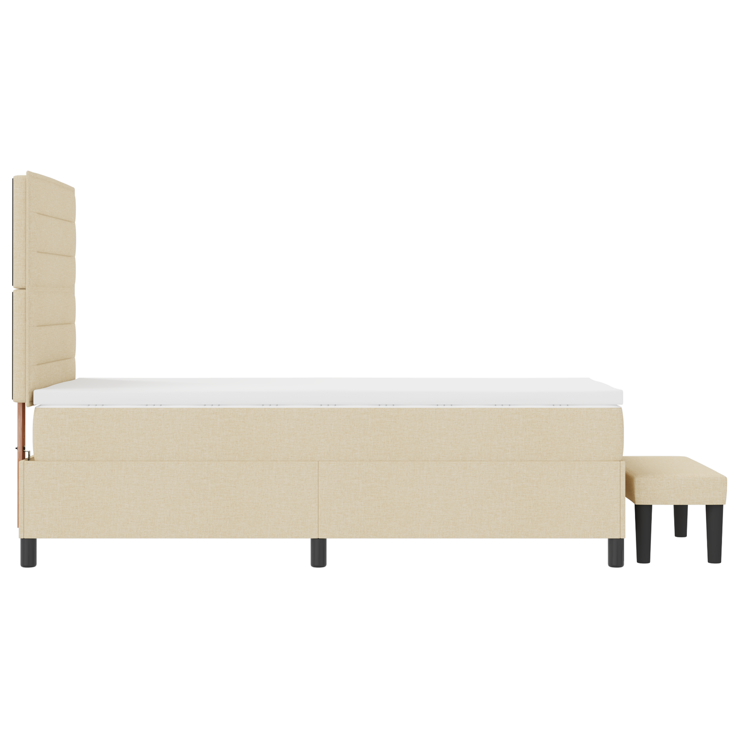 Box Spring Seng Med Madras Creme 100 X 200 Cm Stof
