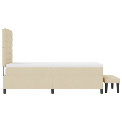 Box Spring Seng Med Madras Creme 100 X 200 Cm Stof