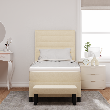 Box Spring Seng Med Madras Creme 100 X 200 Cm Stof